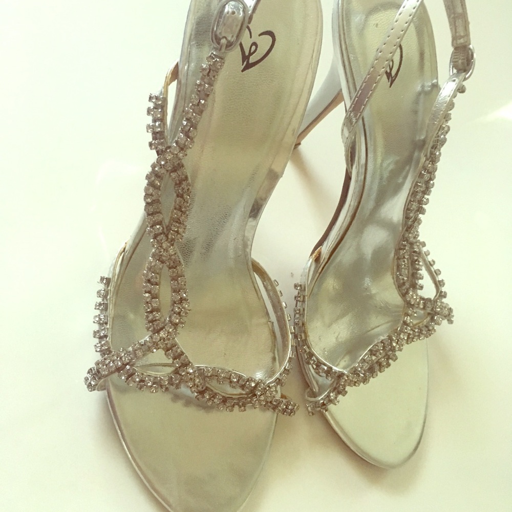 Silver Rhinestone Heels